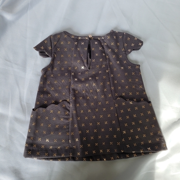 Catherine Malandrino Dress Gray Metallic Gold Peach Cap Sleeve Baby Girl 6-9 Mon - Picture 2 of 11